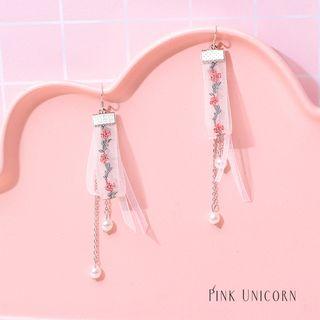 Faux Pearl Embroidered Lace Drop Earring