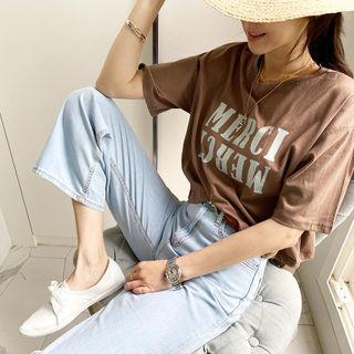 Merci Letter Crop T-shirt