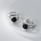 Layered Hoop Earring 1 Pair - Silver & Black - One Size
