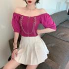 Cold Shoulder Zip Short-sleeve Top
