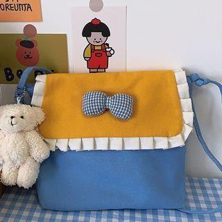 Bow Contrast Color Flap Crossbody Bag