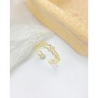 Rhinestone Alloy Open Ring 094 - Gold - One Size