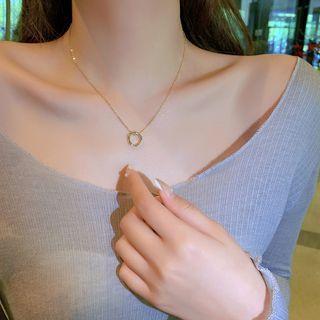 Hoop Pendant Alloy Necklace Gold - One Size