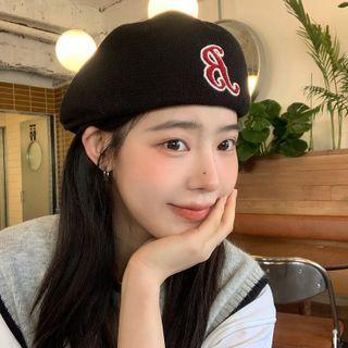 Lettering Cotton Linen Beret