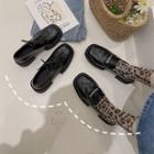Faux Leather Quilted Platform Lace-up Shoes