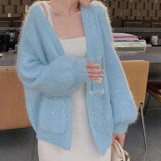 Plain Loose Fit Cardigan / Plain Knit Midi Dress