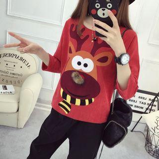 Set: Print Long-sleeve Top + Pants