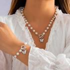 Faux Pearl Butterfly Necklace / Bracelet