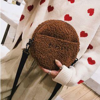 Embroidered Furry Round Crossbody Bag