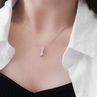 Rhinestone Geometric Pendant Necklace Necklace - Silver - One Size