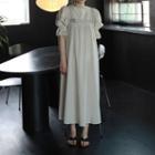 Ruffle Short-sleeve Midi A-line Dress As Shown In Figure - One Size