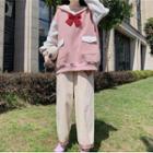 Sailor Collar Pullover / Ribbon / Straight-cut Pants