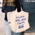 Letter Canvas Tote Bag Best - Off-white - One Size