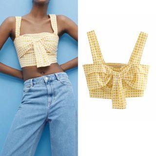 Gingham Wrap Cropped Camisole Top