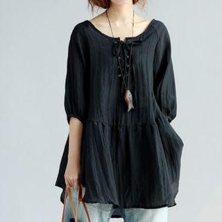 Elbow-sleeve Tie-up Tunic