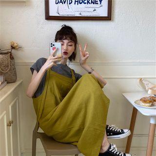 Plain Short-sleeve T-shirt / Loose-fit Jumper Dress