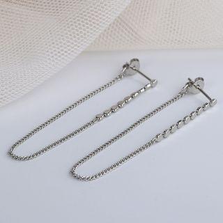 Chain Stud Earring 1 Pair - Earrings - Chain - Silver - One Size