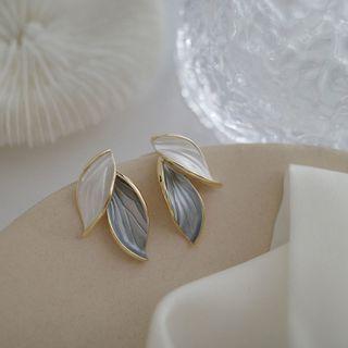 Leaf Glaze Alloy Earring 1 Pair - Silver & Gold - One Size