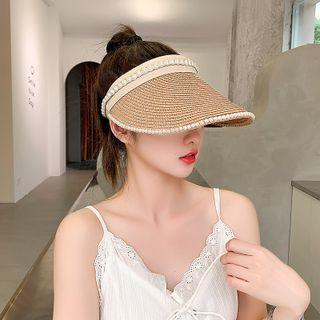 Faux Pearl Woven Sun Visor