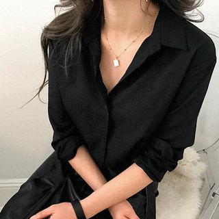 Sheer Monotone Shirt Brown - One Size