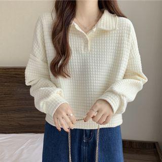 Waffle Polo Neck Sweatshirt