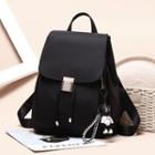 Plain Flap Backpack Black - One Size