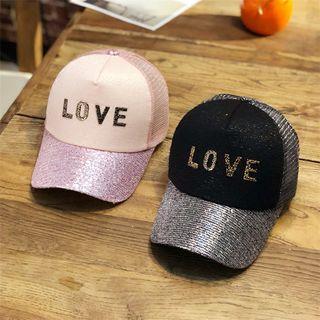 Lettering Sequined Baseball Cap