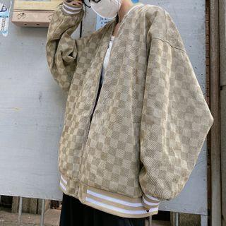 Reversible Checkered Baseball Jacket