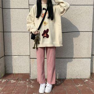 Flower Jacquard Sweater Sweater - One Size