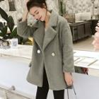 Faux Shearling Notch-lapel Double-breasted Coat