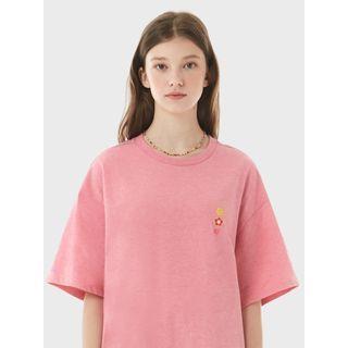 Rainbow-letter Loose-fit T-shirt Pink - One Size