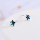 925 Sterling Silver Faux Crystal Star Earring 1 Pair - Es905 - One Size