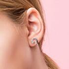 925 Silver Plating Moon Stud Earring S92 Silver Plating - As Shown In Figure - One Size