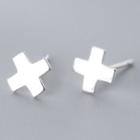 925 Sterling Silver Cross Stud Earring 1 Pair - S925 Silver - One Size