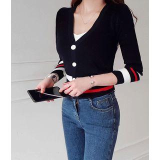 Contrast-trim Cropped Slim-fit Cardigan