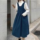 Sleeveless Midi A-line Dress / Mock Neck Pullover