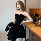 Sleeveless Glitter Velvet Mini A-line Dress