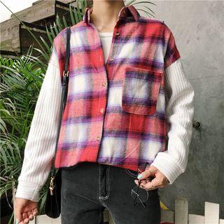 Plaid Panel Blouse