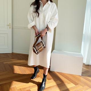 Pocket-patch Long Cotton Shirtdress Ivory - One Size