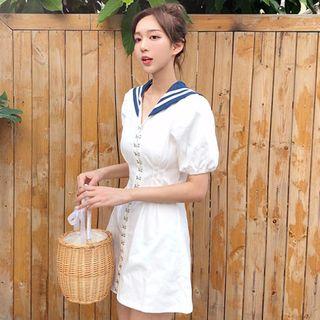 Sailor Short-sleeve A-line Dress White - One Size