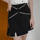 High-waist Contrast Trim Mini A-line Skirt