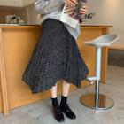 Asymmetric Patterned A-line Midi Skirt Black - One Size
