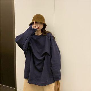 Asymmetric Round Neck Plain Pullover