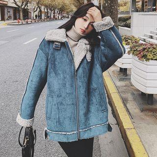 Fleece Panel Zip-up Coat