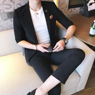 Set : Elbow-sleeve Blazer + Pants