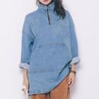 High Neck Denim Pullover