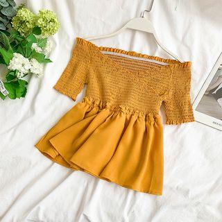 Short-sleeve Smocked Blouse