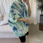 Set: Elbow-sleeve Tie-dyed Shirt + Tie