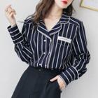 Long-sleeve Double-breasted Striped Shirt