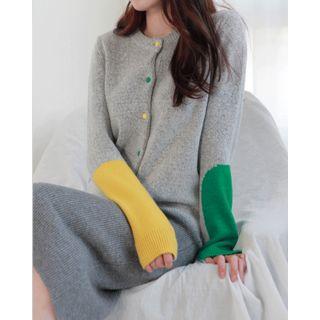 Buttoned Color-block Cardigan